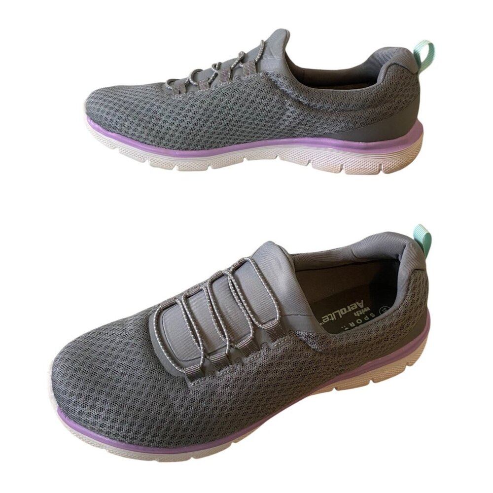 MTA Womens Gray Slip-On Athletic Sneakers Size 11 W